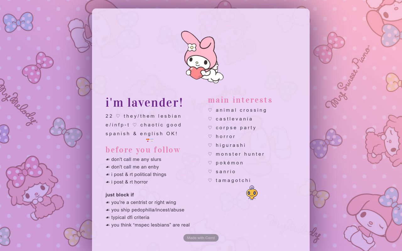 Carrd profile picture for @lavender